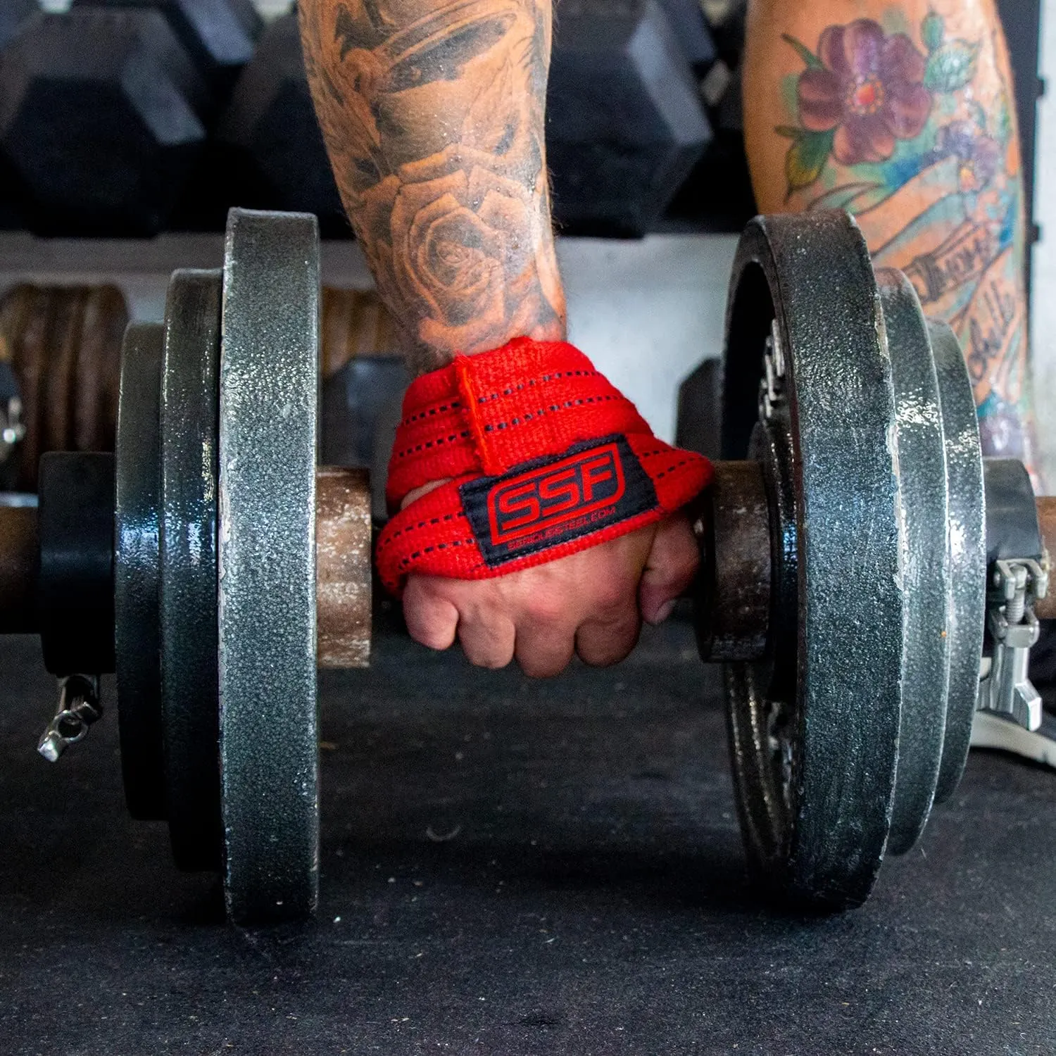 SERIOUS STEEL FITNESS Red Figure 8 Lifting Straps | Deadlift & Strongman Axle Straps - 3 Sizes