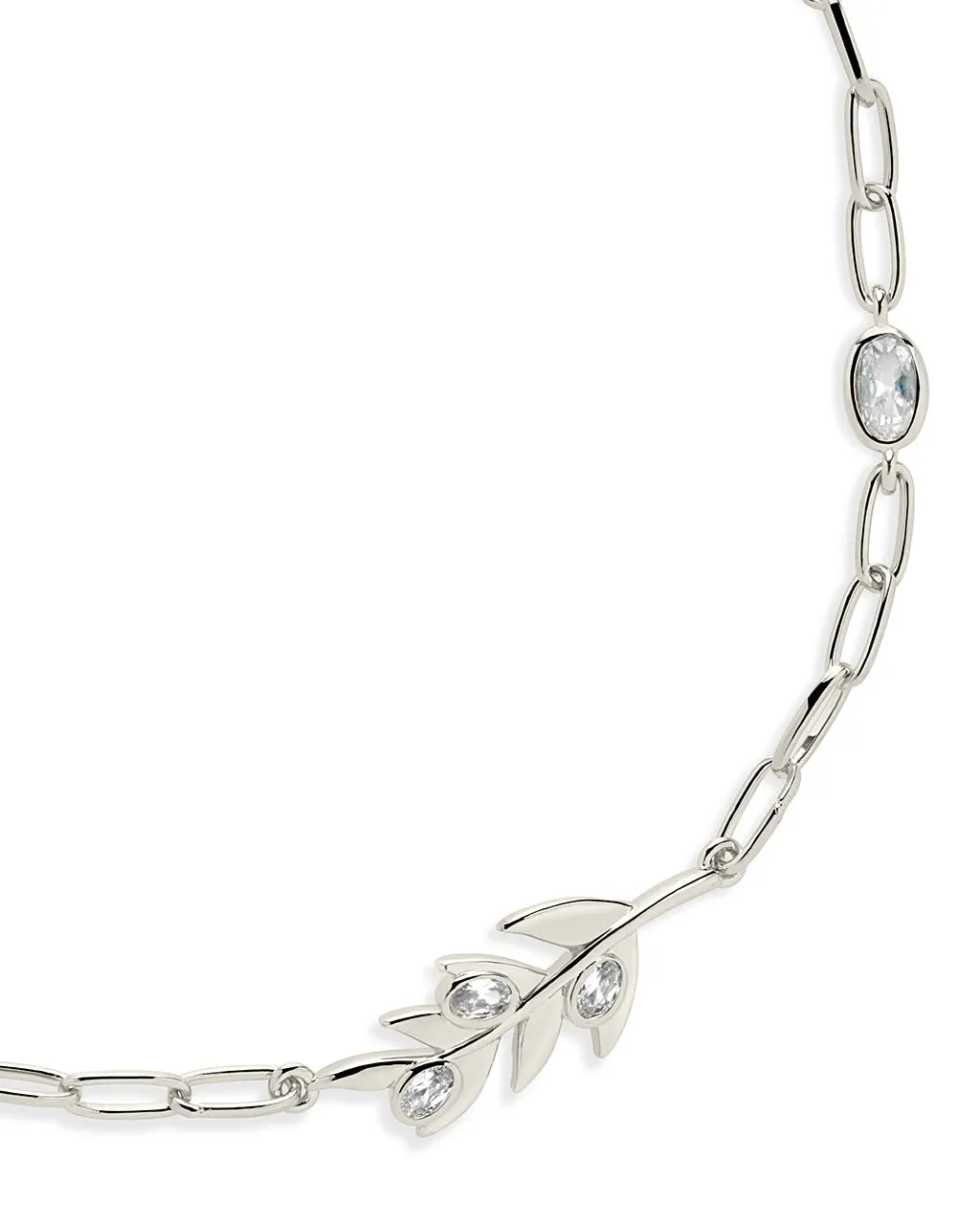 Sicily Stationed CZ Leaf & Chain Bracelet
