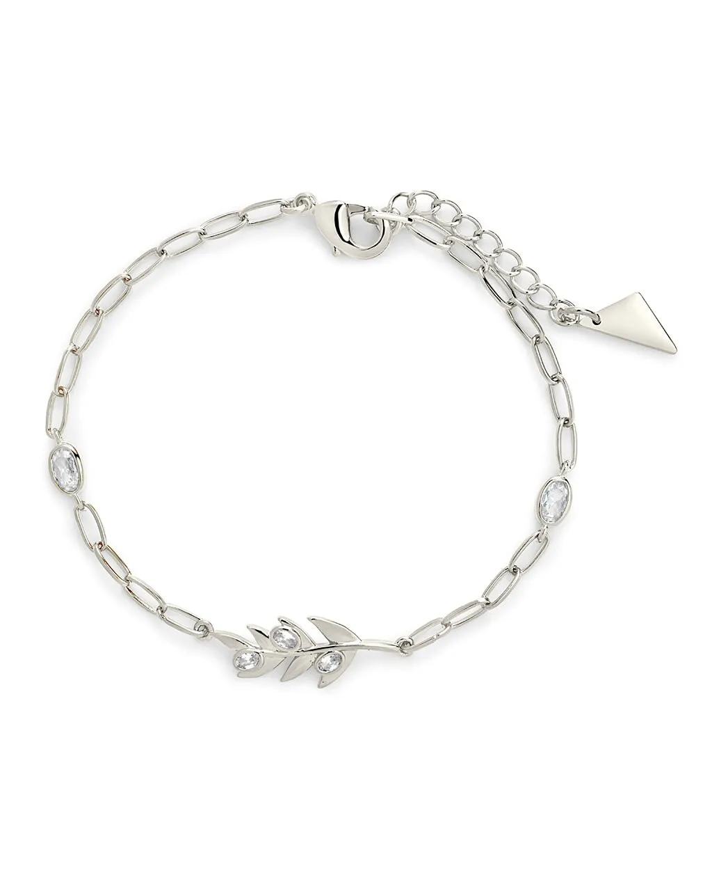Sicily Stationed CZ Leaf & Chain Bracelet