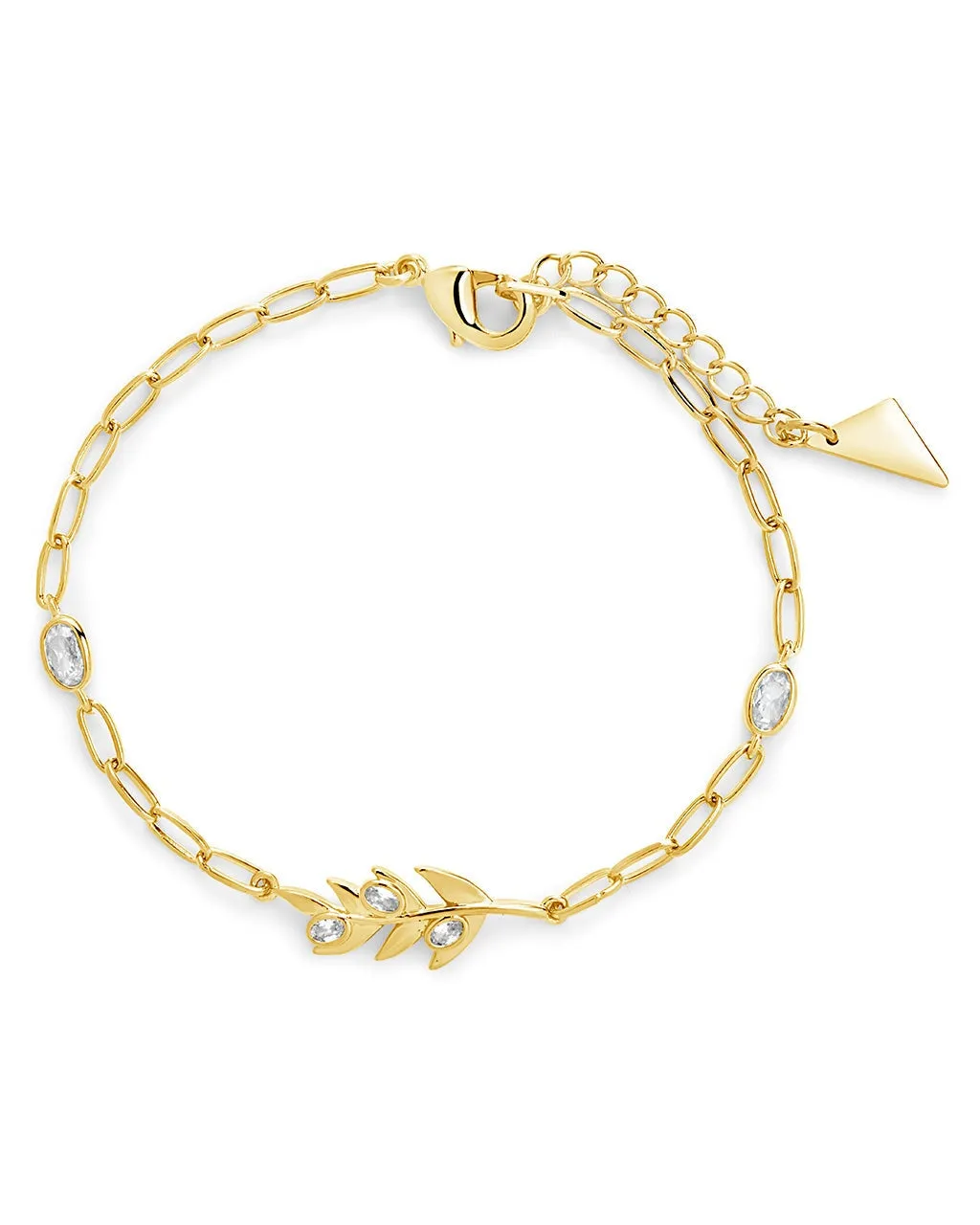 Sicily Stationed CZ Leaf & Chain Bracelet