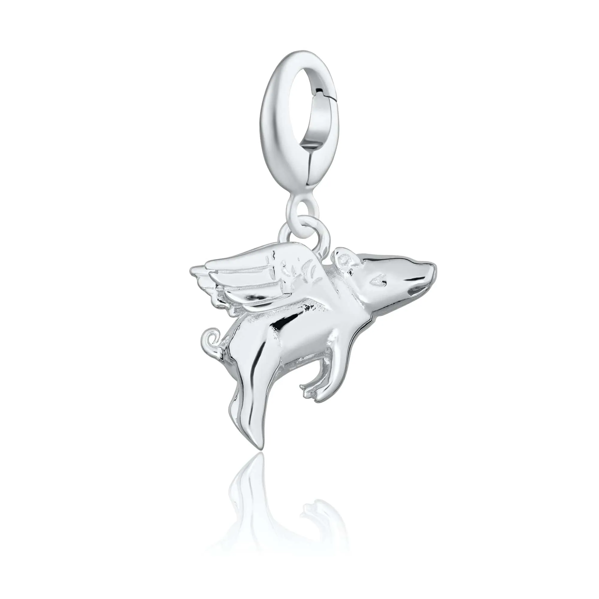 Silver Flying Pig Charm