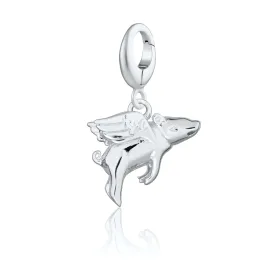 Silver Flying Pig Charm