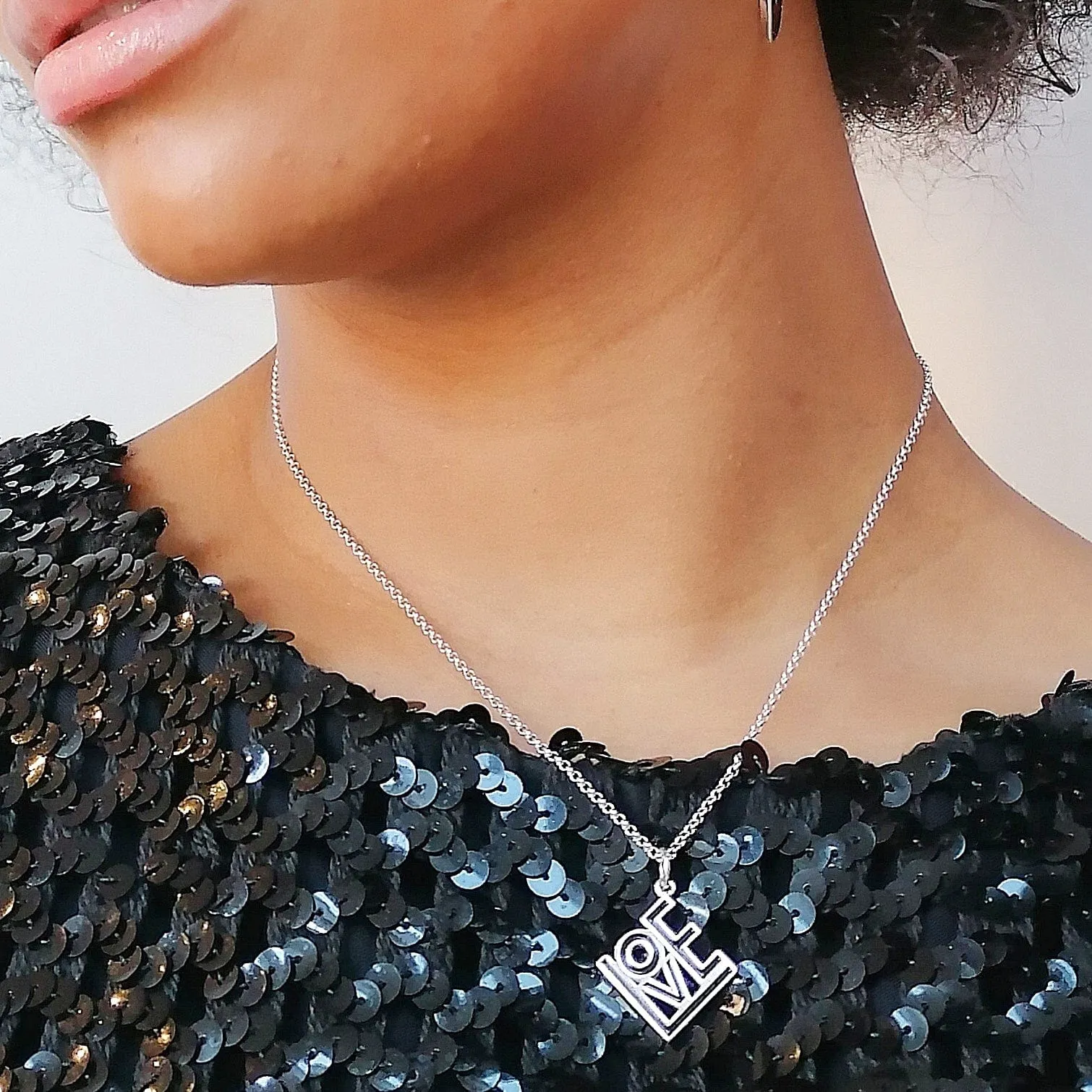 Silver LOVE Charm (Black)