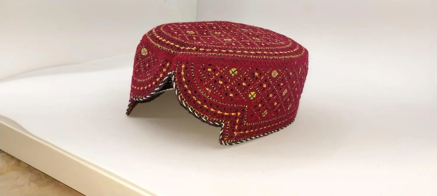 Sindhi Topi Kufi Traditional Handmade Cap with Embroidered Front Cut Unisex, Ramadan, Eid Gift for Muslims Made in Pakistan