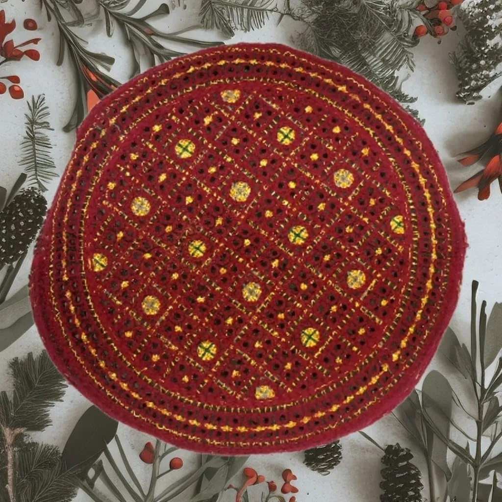 Sindhi Topi Kufi Traditional Handmade Cap with Embroidered Front Cut Unisex, Ramadan, Eid Gift for Muslims Made in Pakistan