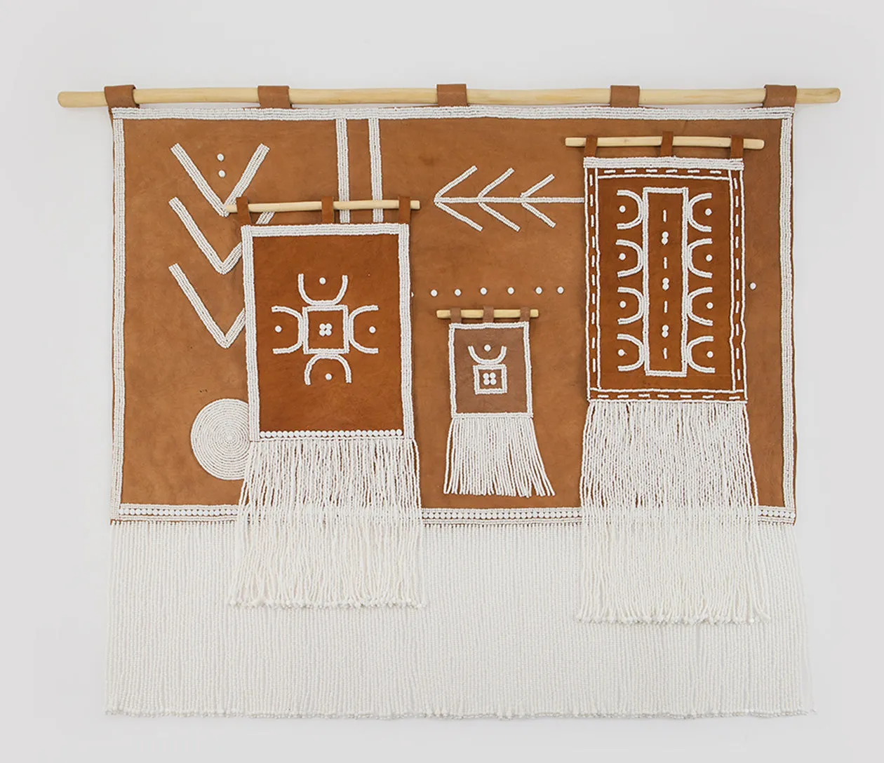Small Cameroon Leather Wall Hanging - WHITE