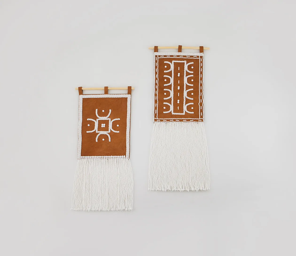 Small Cameroon Leather Wall Hanging - WHITE