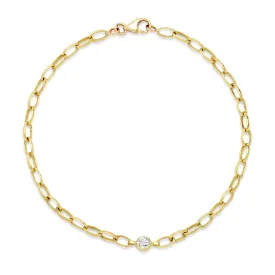 SMALL EDITH LINK BRACELET WITH SINGLE DIAMOND