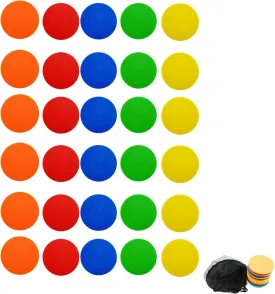Spot Markers Set, 4inch Poly Floor Dots in 5 Colors with Mesh Storage Bag,Non-Slip Flat Floor Markers for Sports Practice