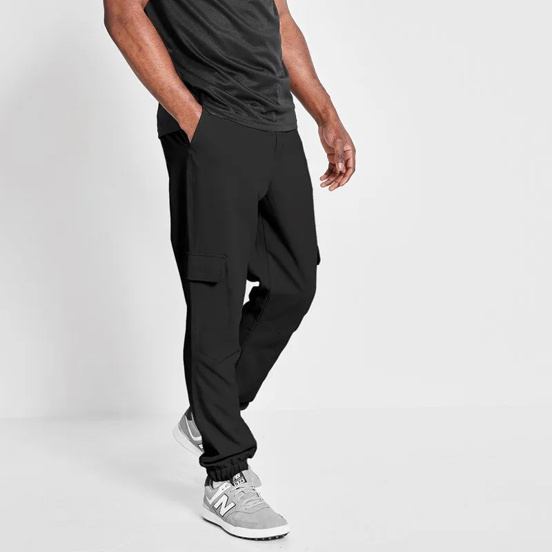 Stretch Cuffed Cargo Golf Trouser - Black