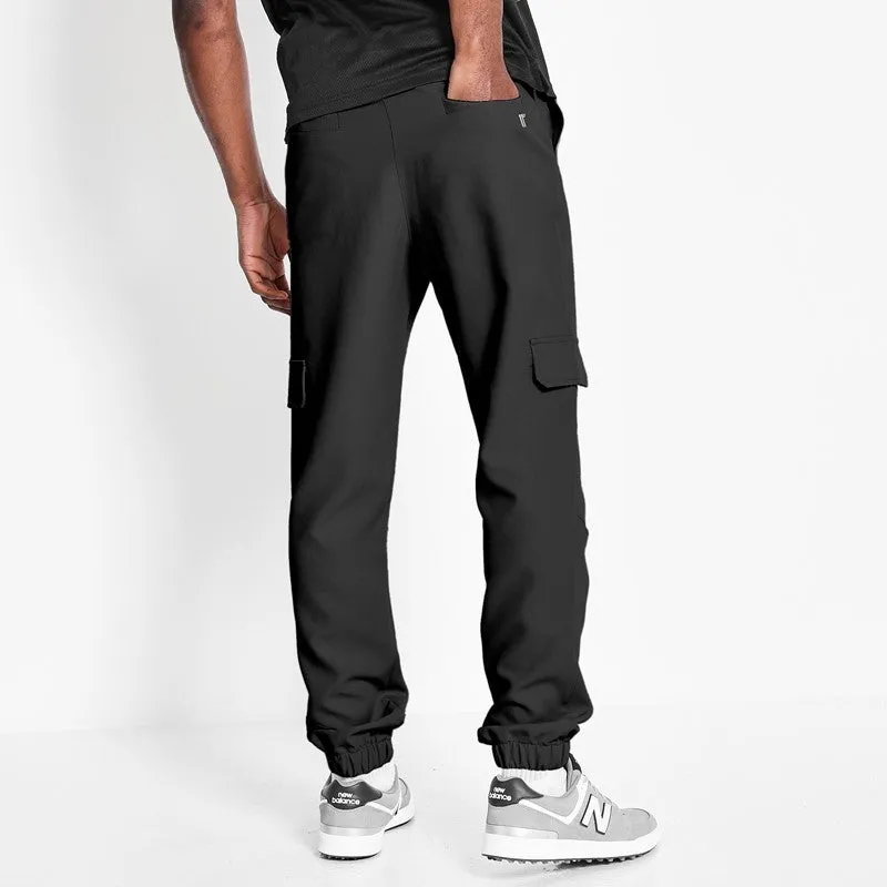 Stretch Cuffed Cargo Golf Trouser - Black