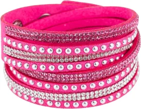 Tiantian Trendy Boho Jewelry - Multilayer Stackable Bangle Bracelets with Crystal Rhinestone Leather Wrap Design for Women