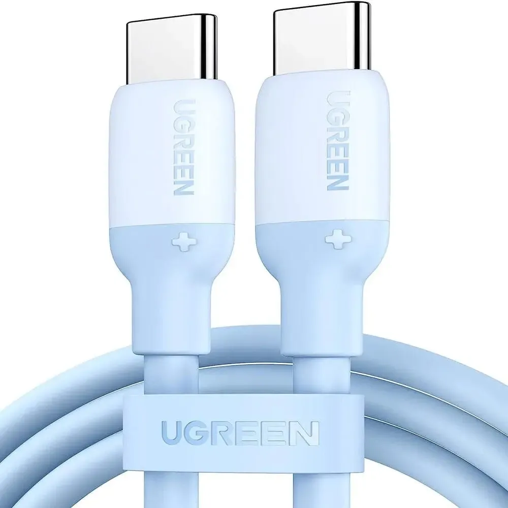UGREEN 1m 60W USB C to USB C Silicone Charging Cable Compatible with Galaxy S23 S22 Ultra, MacBook Pro 2021, iPad Pro 2021 / Air 5, Pixel 7 6 Pro, Mi 11 etc. - Blue (15279)