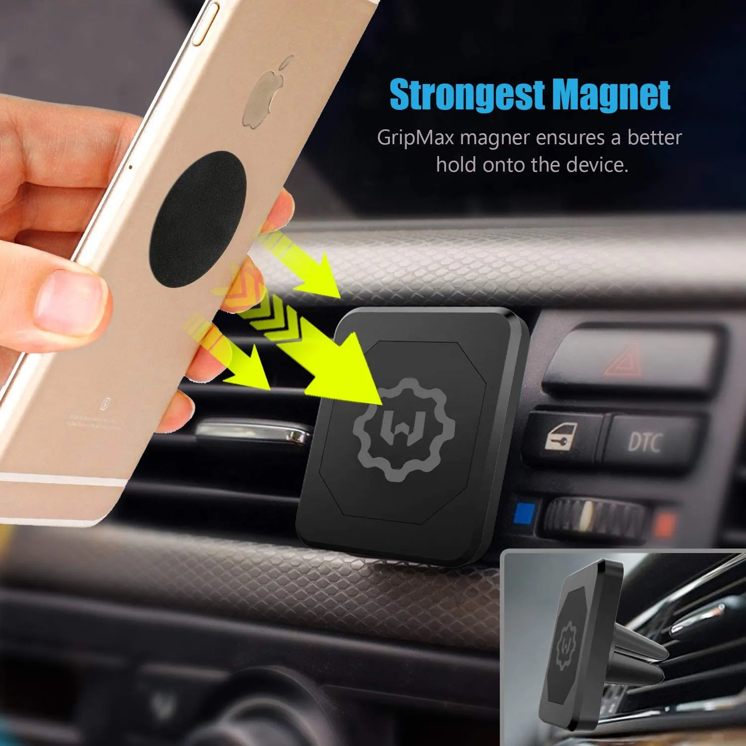 WixGear Universal Air Vent Magnetic Phone Car Mount Holder New SQUARE design