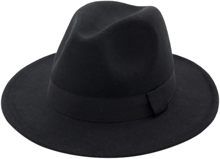 Women Classic Fedora Hats Wide Brim Floppy Rancher Fedora Hat with Belt Buckle Panama Jazz Hat
