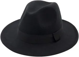 Women Classic Fedora Hats Wide Brim Floppy Rancher Fedora Hat with Belt Buckle Panama Jazz Hat