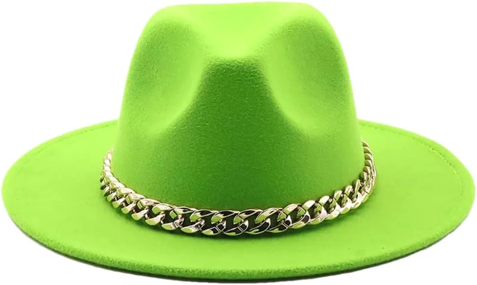 Women's Solid Fedora Hats Jazz Cap Women Men Wide Brim Thick Hats Fruit EN8 58-61CM