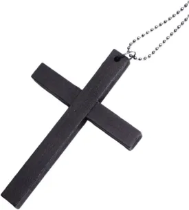Wooden Cross Pendant Necklace - Black Beaded Chain Christian Religious Jewelry for Women Men, Adjustable Baptism Gifts, Prayer Necklace for Believers