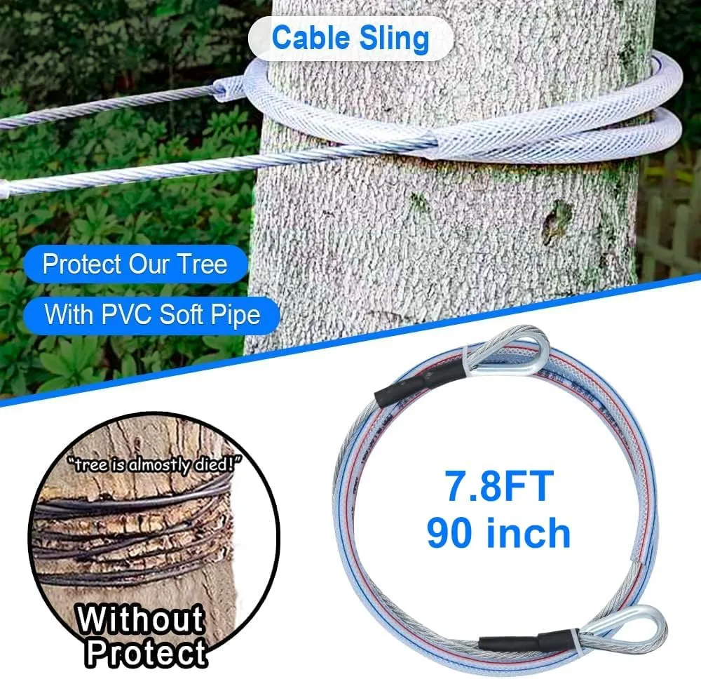 X XBEN Zip line Kits for Backyard, Zip Lines for Kid and Adult, Included Swing Seat, Ziplines Brake, and Steel Trolley, Outdoor Playground Equipment (75FT)