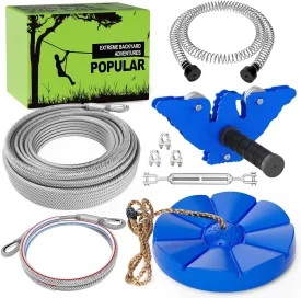 X XBEN Zip line Kits for Backyard, Zip Lines for Kid and Adult, Included Swing Seat, Ziplines Brake, and Steel Trolley, Outdoor Playground Equipment (75FT)