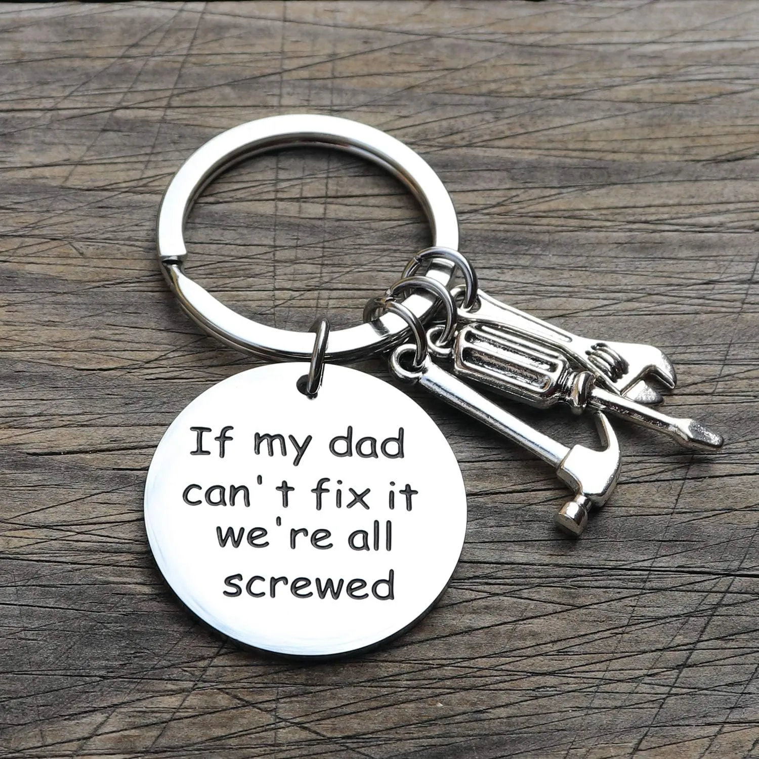 XGAKWD Dad Papa Funny Keychain Gift for Fathers Day, If My Dad Can't Fix It We're All Screwed, Christmas Birthday Key Chain for Father
