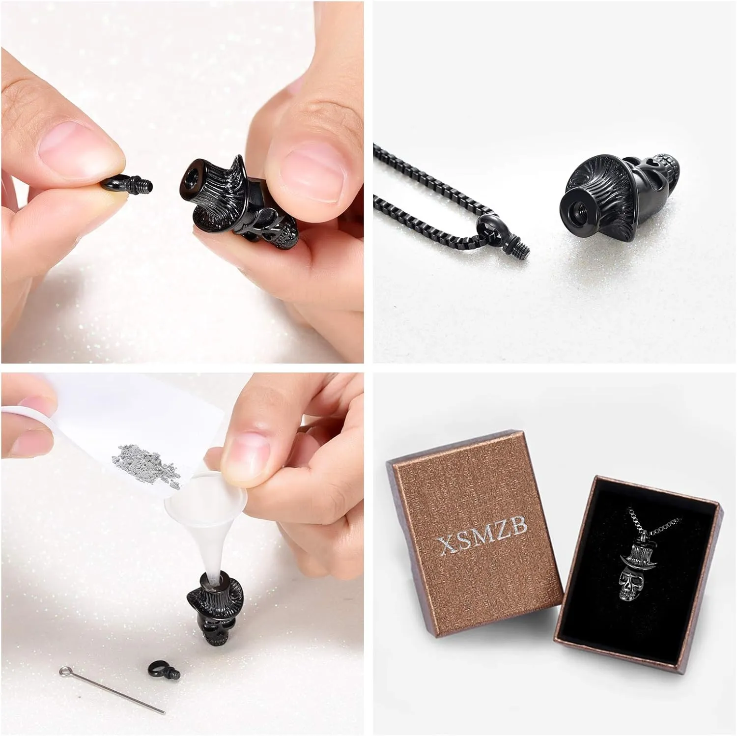 XSMZB Cremation Jewelry for Ashes for Pet Human Skull Urn Necklace for Ashes for Men Women Memorial Ash Holder Keepsake Pendant
