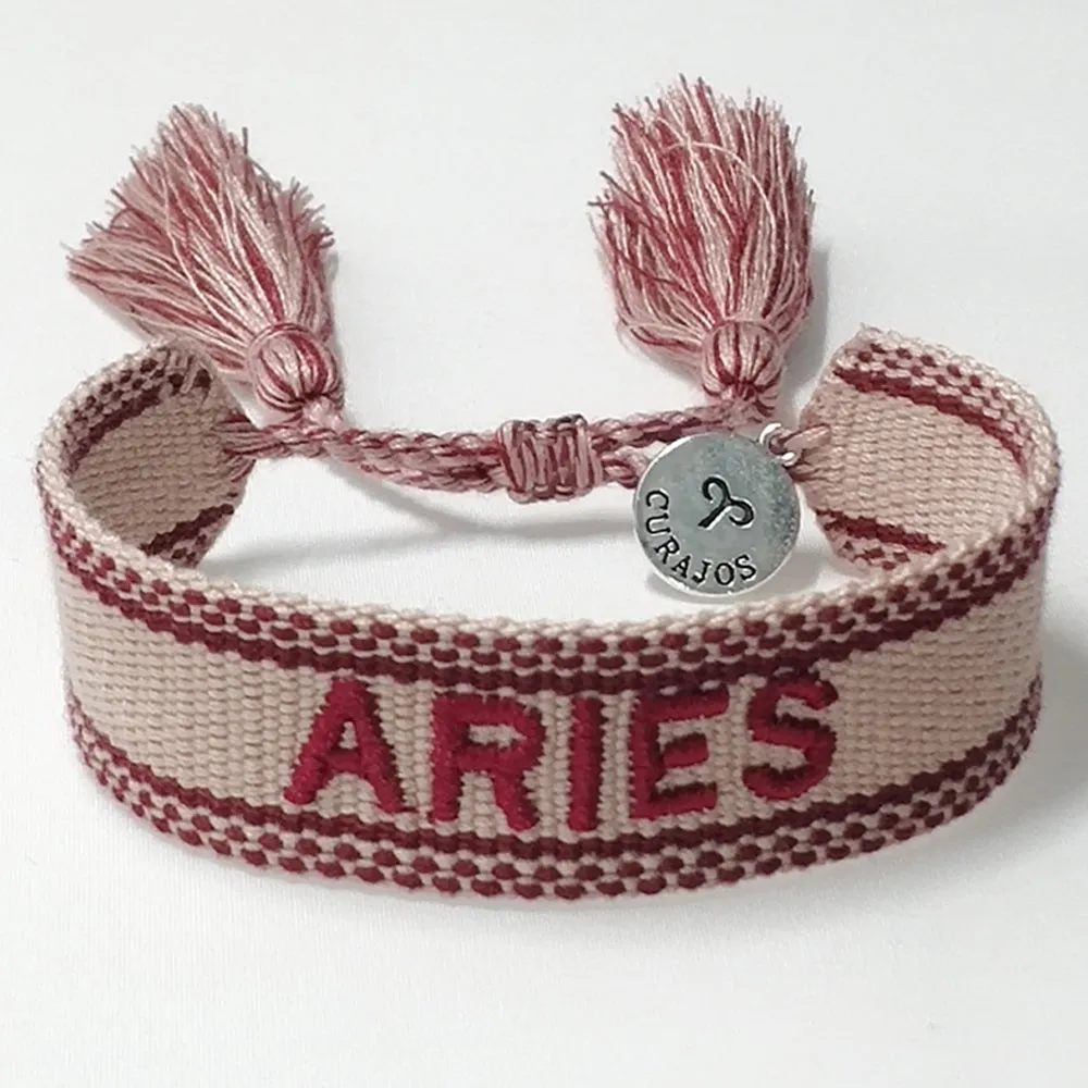 Zodiac Sign Embroidered Bracelet for Women Charms Gifts for Mom